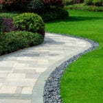 gravel filling and concrete walkway