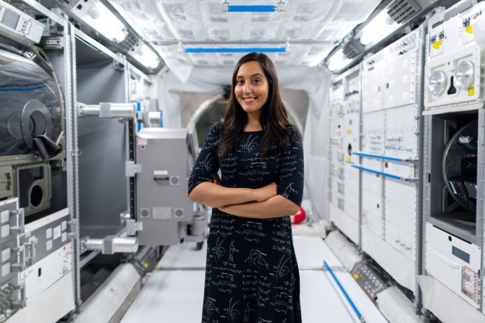 woman in space module